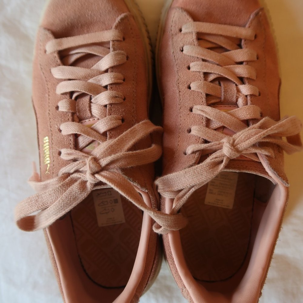 Puma suede platform shoes.